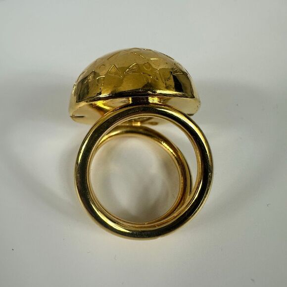 Celine Star Motif Ball Shape Scarf Ring Gold Tone - Picture 3 of 9